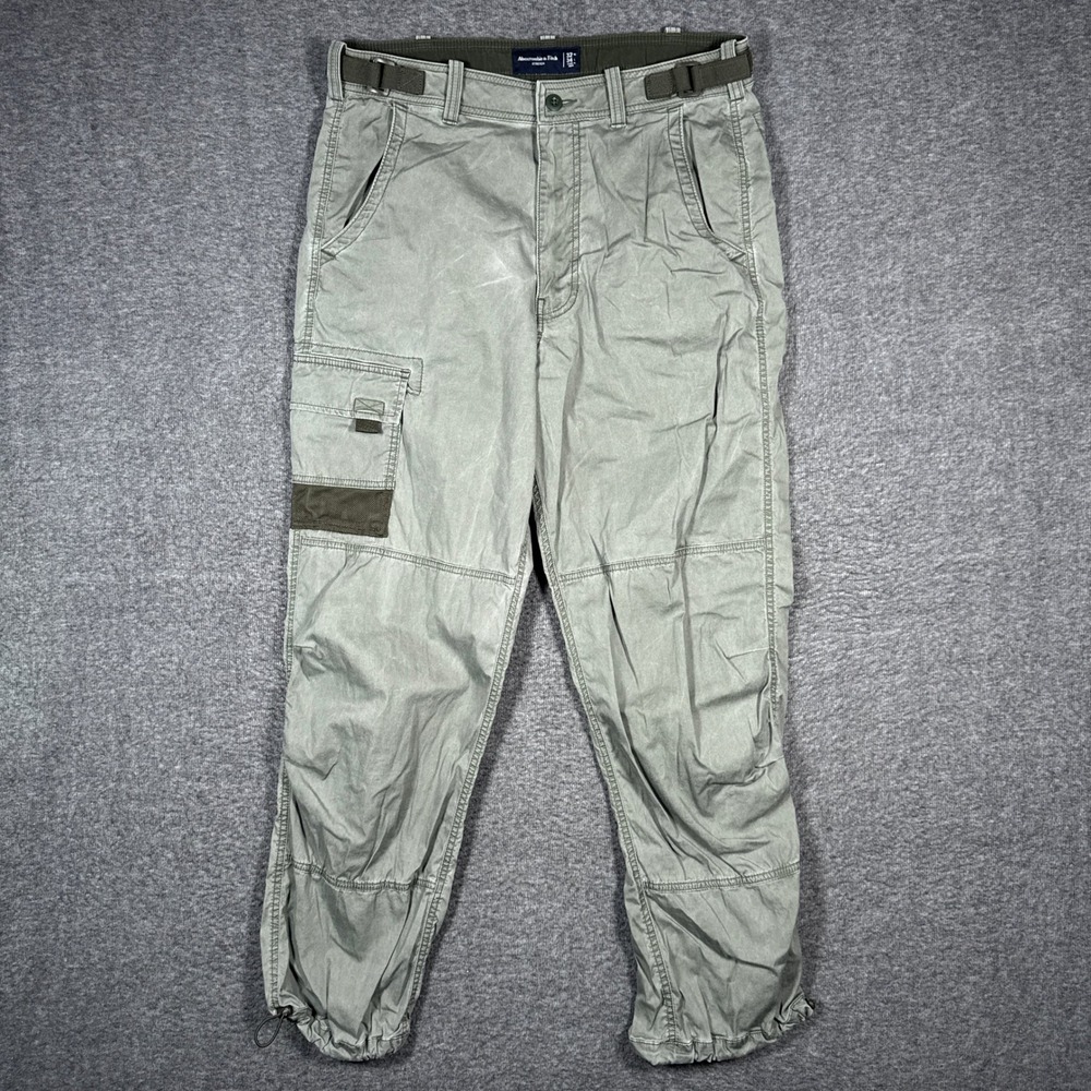 Abercrombie & Fitch Cargo Pants Mens 32x34 Green Stretch Utility‎ Paratrooper